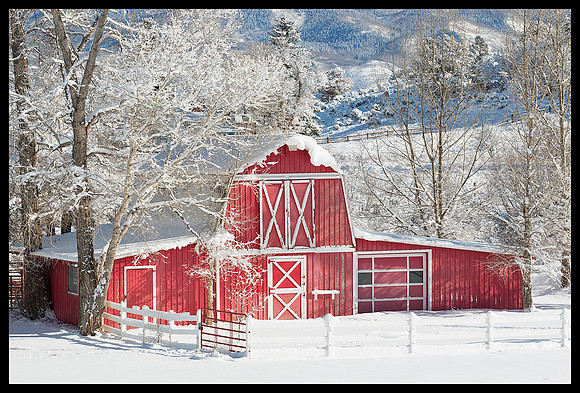 Chimney Peak and Courthouse Mountain with red barn 4