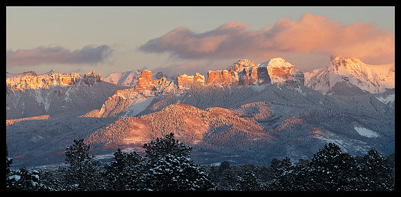 Cimarron Mountains sunset pano