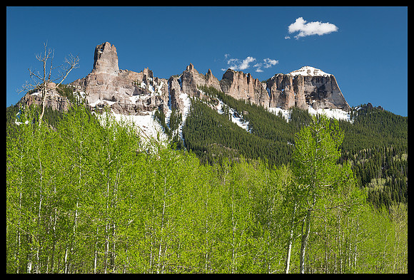Chimney Peak and fresh aspen leaves