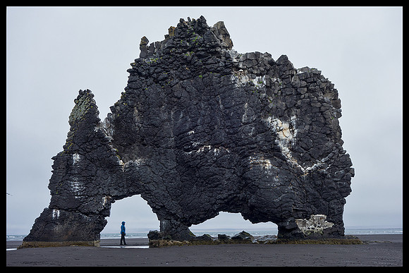 Hvitserkur Arch and hiker