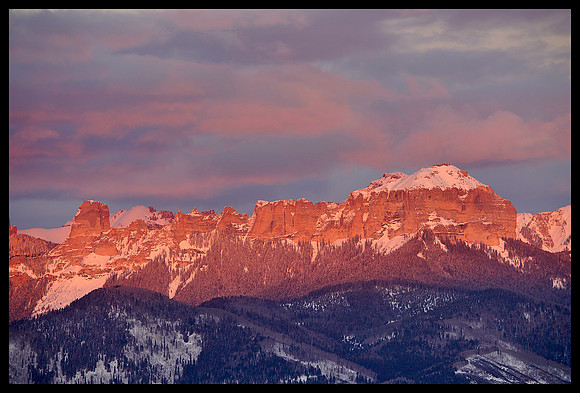 Chimney Peak and Courthouse Mountain sunset