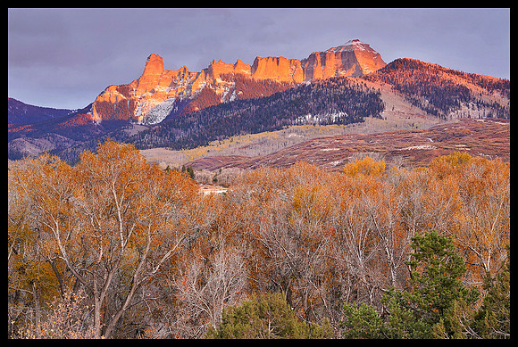 Courthouse Mountain and Chimney Peak sunset