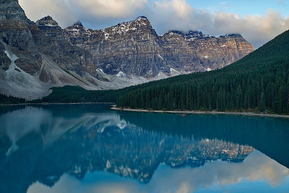 Moraine Lake with canoe