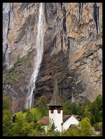 Waterfall and church